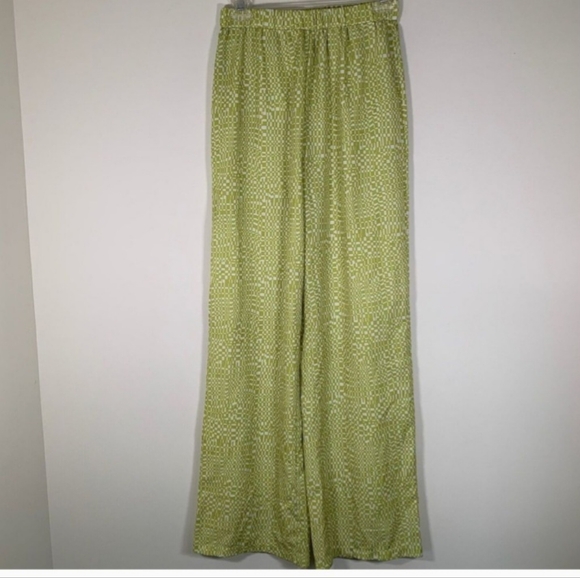 Missguided Pants - Missguided Pants Women’s 4 Green Satin Pull On Wide Leg High Rise